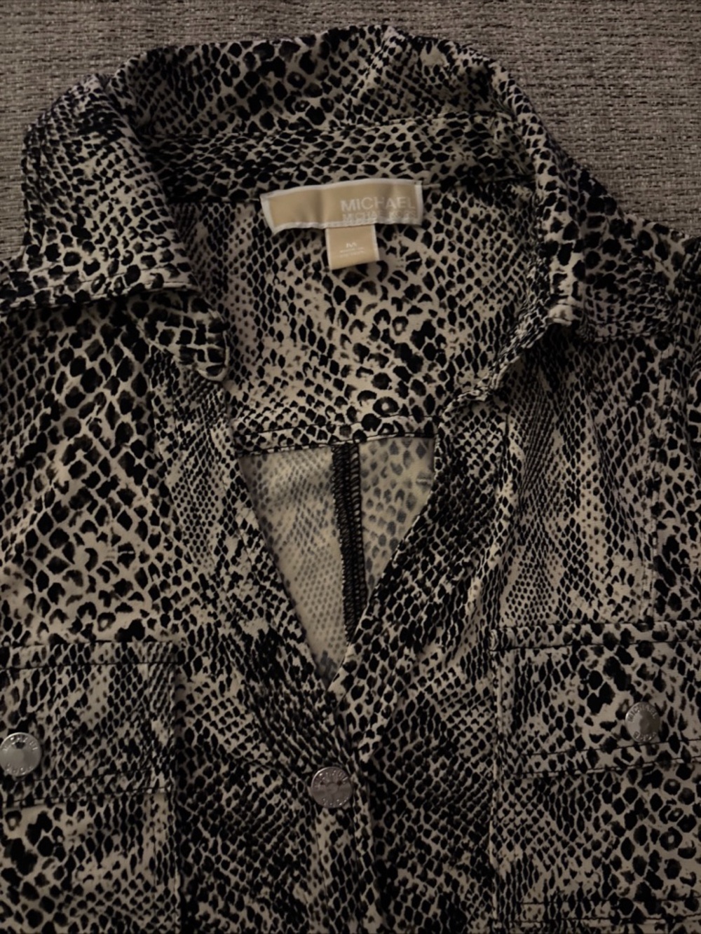 MICHAEL Michael Kors Black and Cream Animal Print Jean Jacket